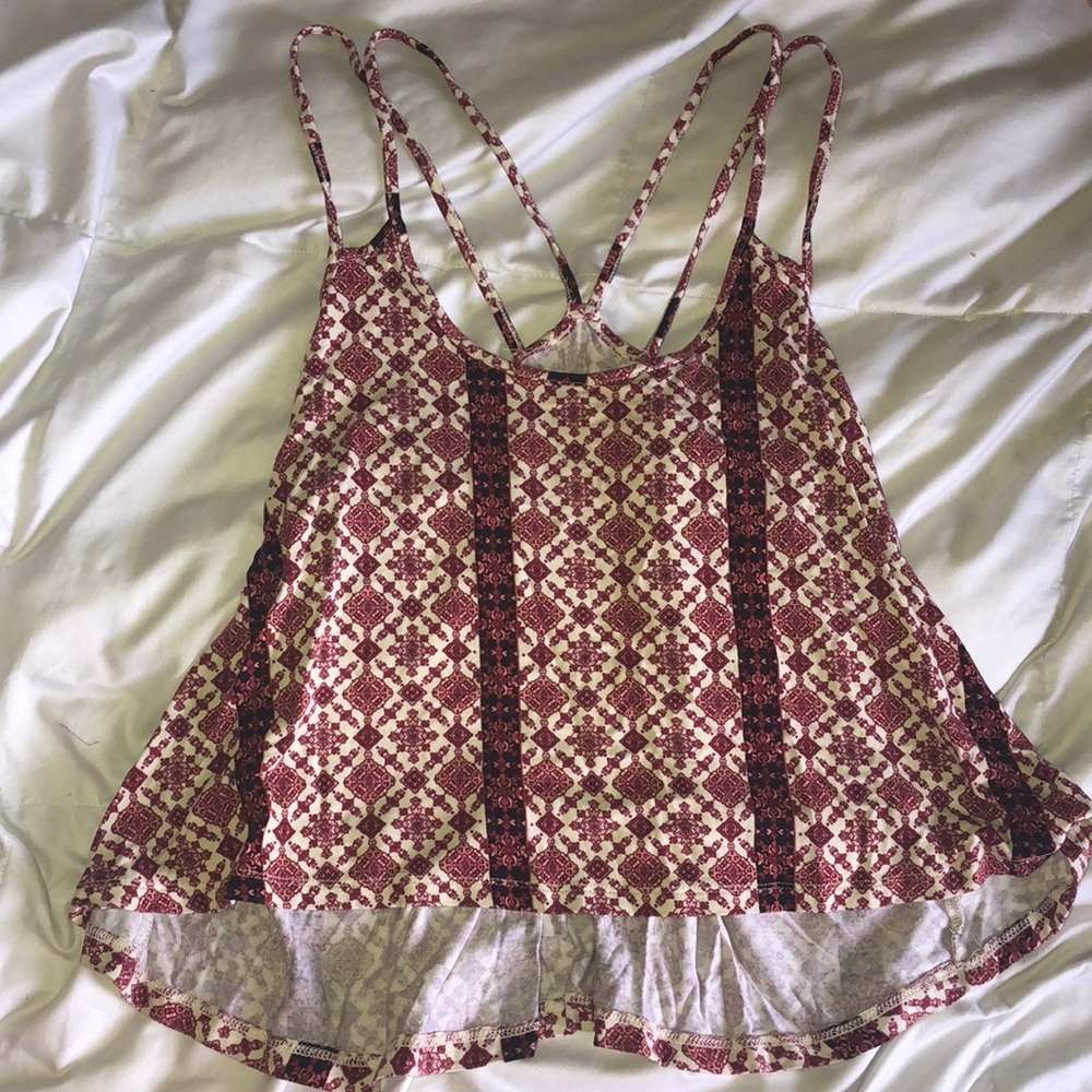 Red and white patterned tank top